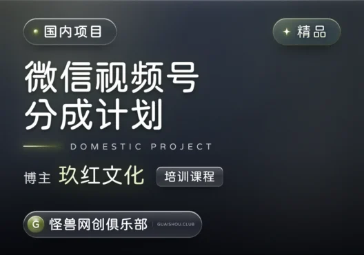 微信视频号分成计划【完整课程】-怪兽网创俱乐部