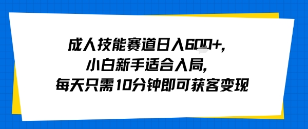成人技能赛道日入多张，小白新手适合入局，每天只需10分钟即可获客变现-怪兽网创俱乐部