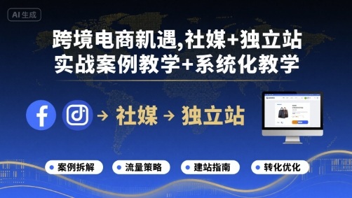 跨境电商新机遇，社媒+独立站，实战案例教学+系统化教学-怪兽网创俱乐部