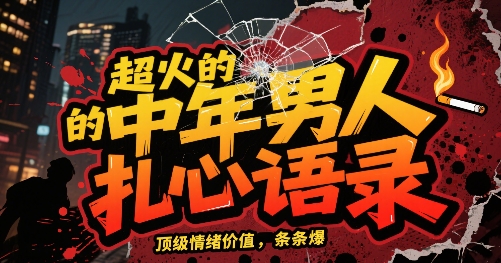 超火的中年男人扎心语录，顶级情绪价值，条条爆，AI操作简单-怪兽网创俱乐部