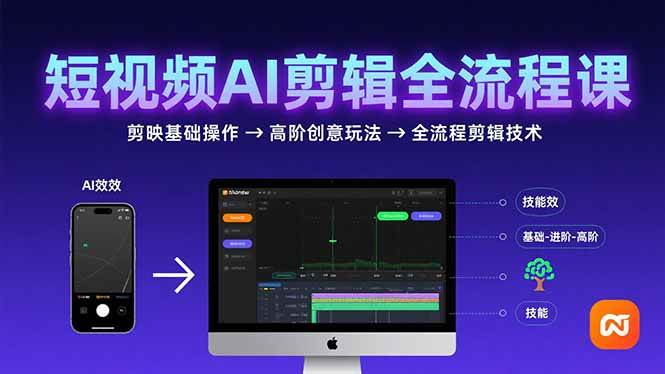 （15647期）短视频AI剪辑技能，从剪映基础操作到高阶创意玩法，全流程剪辑技术-怪兽网创俱乐部