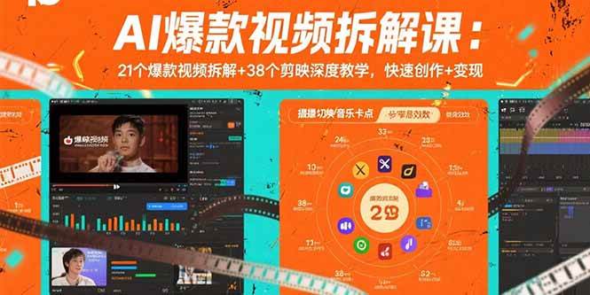 （15741期）AI爆款视频拆解课：21个爆款视频拆解+38个剪映深度教学，快速创作+变现-怪兽网创俱乐部