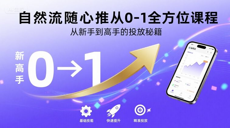自然流随心推从0-1全方位课程，从新手到高手的投放秘籍-怪兽网创俱乐部