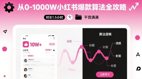 从0-1000W小红书爆款算法全攻略，时长1.5小时，干货满满-怪兽网创俱乐部