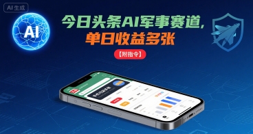 今日头条AI军事赛道，单日收益多张 ，手机可做【附指令】-怪兽网创俱乐部
