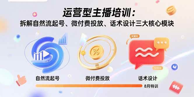 （15654期）运营型主播培训：拆解自然流起号、微付费投放、话术设计三大核心模块-8月-怪兽网创俱乐部