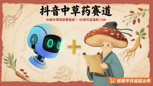 抖音中草药赛道，用AI做中草药故事视频，45条作品涨粉13W，橱窗带货猛猛出单-怪兽网创俱乐部