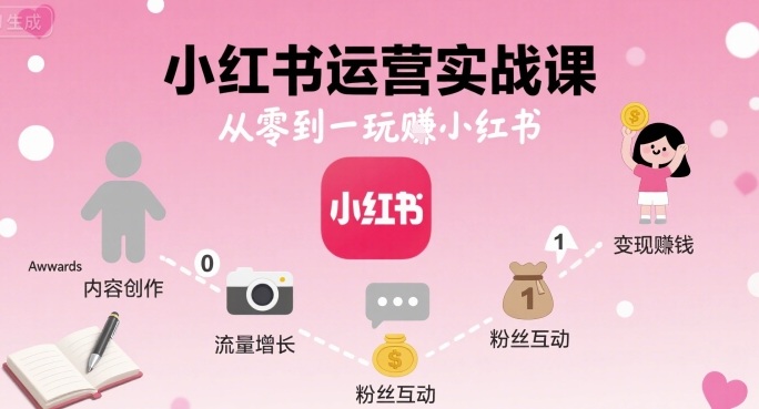 小红书运营实战课，从零到一玩賺小红书-怪兽网创俱乐部