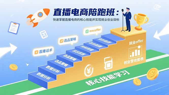 （15900期）直播电商陪跑班：快速掌握直播电商的核心技能并实现就业/创业目标-怪兽网创俱乐部