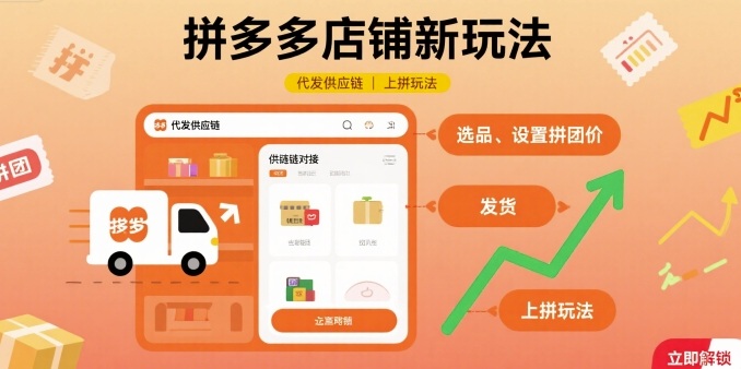 拼多多店铺新玩法，代发供应链上拼玩法-怪兽网创俱乐部