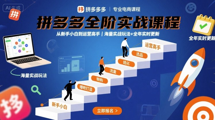拼多多全阶实战课程，从新手小白到运营高手，海量实战玩法+全年实时更新【2025年9月更新】-怪兽网创俱乐部