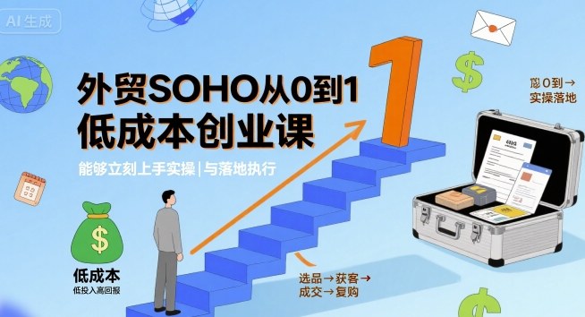 外贸SOHO从0到1低成本创业课，能够立刻上手实操与落地执行-怪兽网创俱乐部