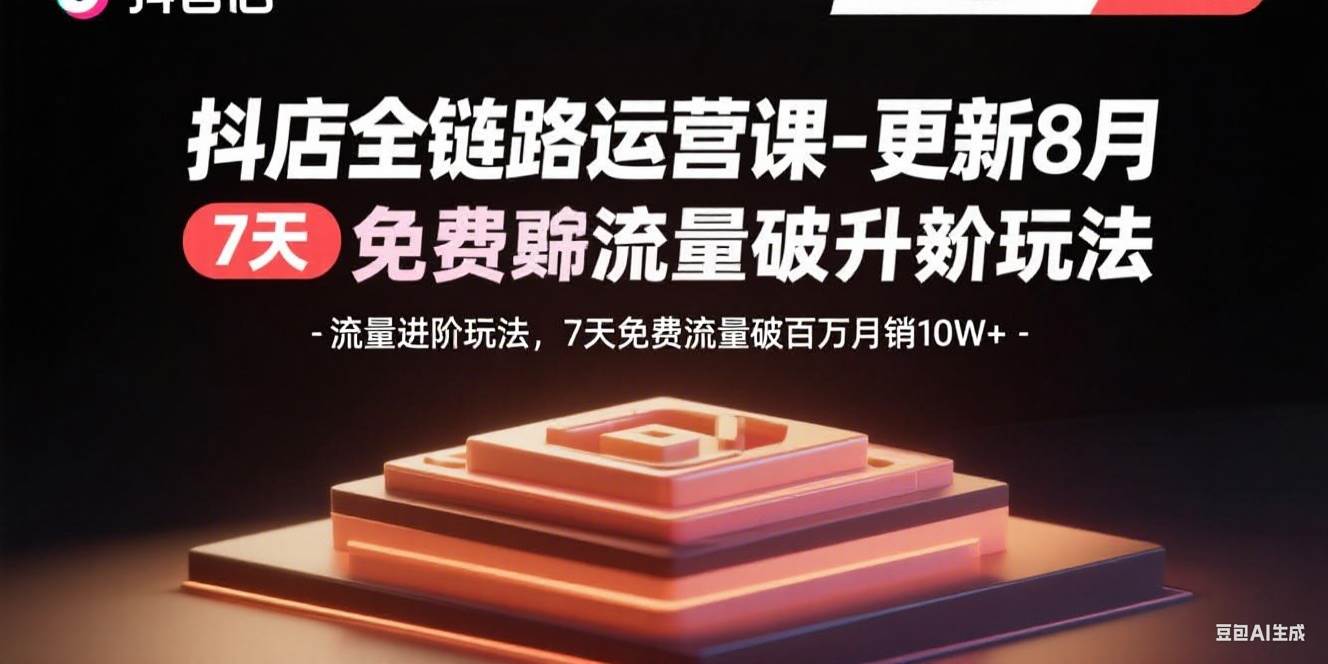 （15918期）抖店全链路运营课-更新8月：流量进阶玩法，7天免费流量破百万月销10W+-怪兽网创俱乐部