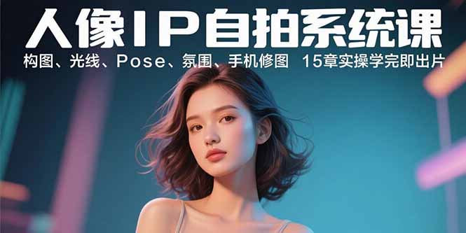 人像IP自拍系统课：构图、光线、Pose、氛围、手机修图 15章实操学完即出片-怪兽网创俱乐部
