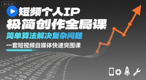 短视频个人IP极简创作全局课，简单算法解决复杂问题，一套短视频自媒体快速突围课-怪兽网创俱乐部