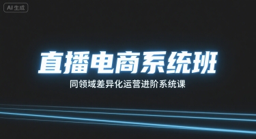 直播电商系统班，同领域差异化运营进阶系统课-怪兽网创俱乐部
