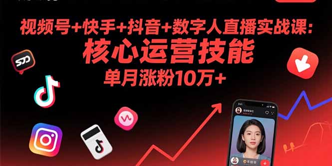 视频号+快手+抖音+数字人直播实战课(9月-怪兽网创俱乐部