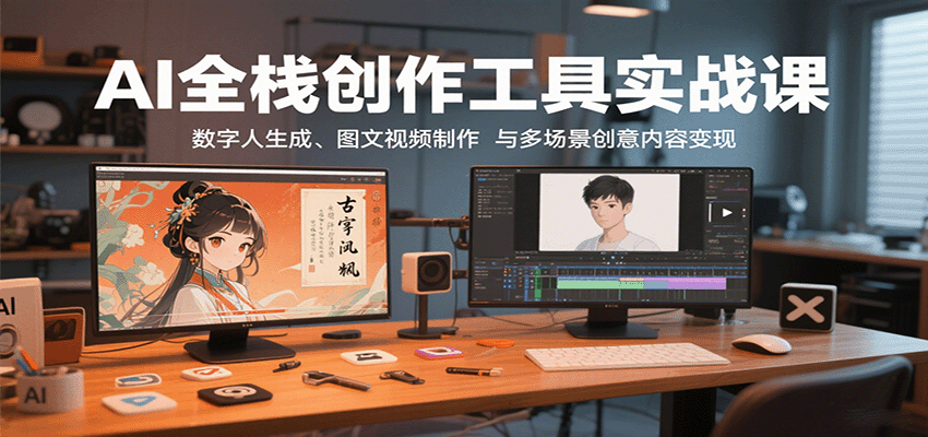 AI全栈创作工具实战课：数字人生成、图文视频制作与多场景创意内容变现-怪兽网创俱乐部