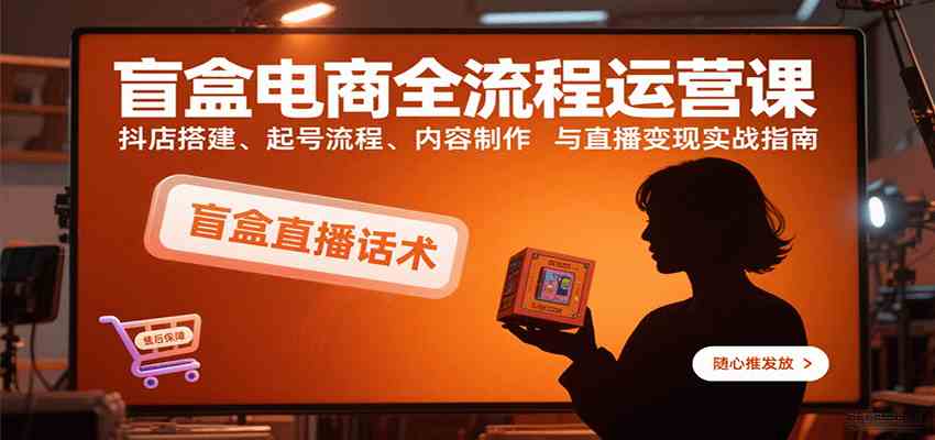盲盒电商全流程运营课：抖店搭建、起号流程、内容制作与直播变现实战指南-怪兽网创俱乐部