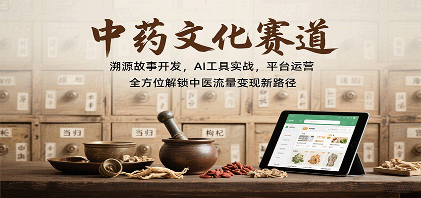 中药文化赛道：溯源故事开发，AI工具实战，平台运营，全方位解锁中医流量变现新路径-怪兽网创俱乐部