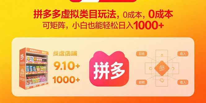 （15943期）拼多多虚拟类目玩法，0成本，可矩阵，小白也能轻松日入1000+-怪兽网创俱乐部