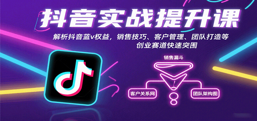 抖音实战提升课：解析抖音蓝v权益，销售技巧、客户管理、团队打造等创业赛道快速突围-怪兽网创俱乐部