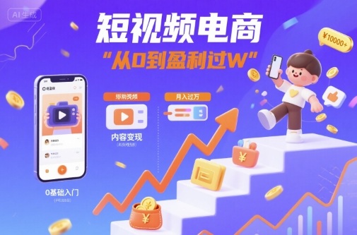 短视频电商：短视频变现从0到盈利过W-怪兽网创俱乐部