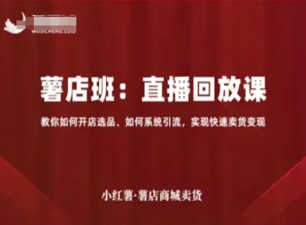 小红薯薯店商城卖货直播回放课，教你如何开店选品、如何系统引流，实现快速卖货变现-怪兽网创俱乐部