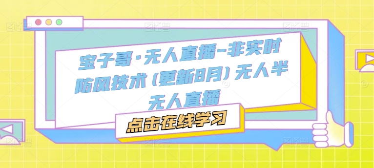 宝子哥·无人直播-非实时防风技术(更新25年8月)无人半无人直播-怪兽网创俱乐部
