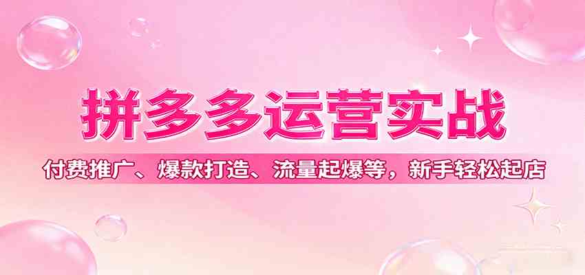 拼多多运营实战，付费推广、爆款打造、流量起爆等，新手轻松起店-怪兽网创俱乐部