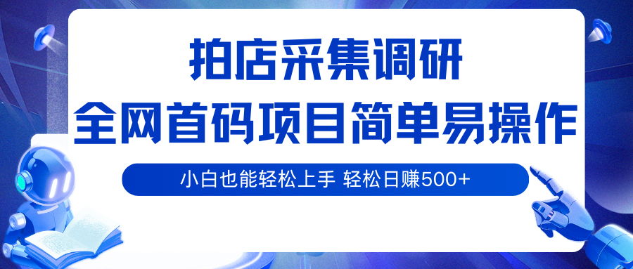 拍店采集调研，全网首码项目，简单易操作， 小白也能轻松上手，轻松日赚500+-怪兽网创俱乐部