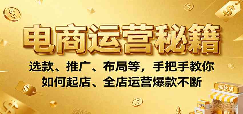 电商运营秘籍：选款、推广、布局等，手把手教你如何起店、全店运营爆款不断-怪兽网创俱乐部