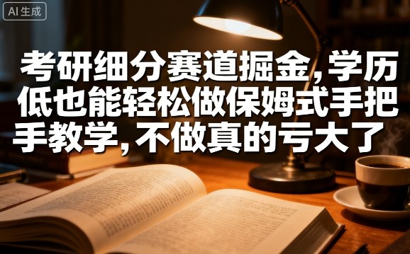 考研细分赛道掘金，日入1k+，学历低也能轻松做保姆式手把手教学，不做真的亏大了【揭秘】-怪兽网创俱乐部