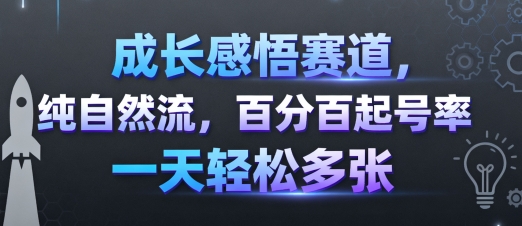 成长感悟赛道，纯自然流，百分百起号率 一天轻松多张-怪兽网创俱乐部