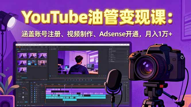 （15987期）2025YouTube油管变现课：涵盖账号注册、视频制作、Adsense开通，月入1万+-怪兽网创俱乐部