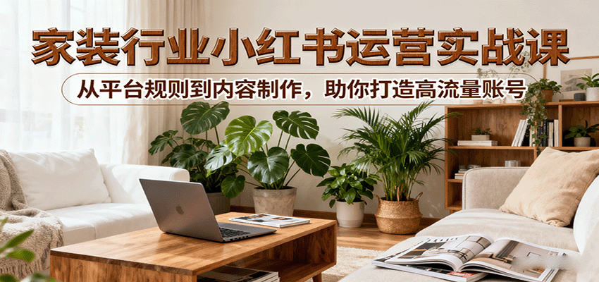 小红书家装行业运营实战课：从平台规则到内容制作，助你打造高流量账号-怪兽网创俱乐部