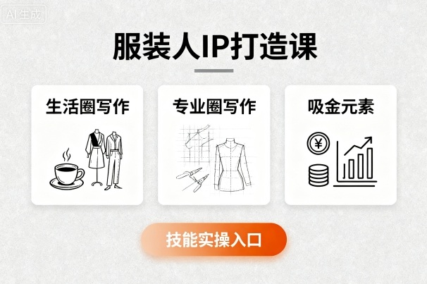 服装人IP打造课，文案创富+生活圈写作+专业圈写作+服装人专属+吸金元素+技能实操-怪兽网创俱乐部