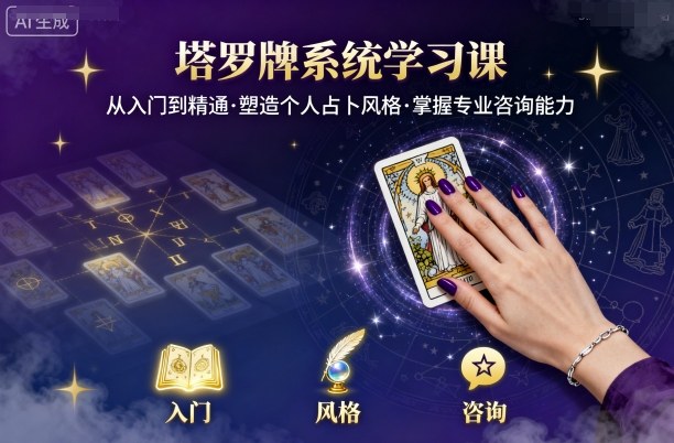 塔罗牌系统学习课，助你从入门到精通，塑造个人占卜风格，掌握专业咨询能力-怪兽网创俱乐部