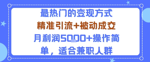 小众赛道玩法：当下最热门的变现方式，精准引流+被动成交月利润5k+操作简单，适合兼职人群-怪兽网创俱乐部