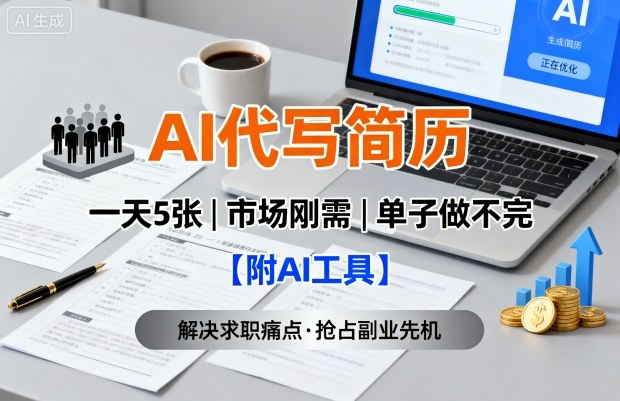 AI代写简历，一天5张，今年找工作难，市场刚需，单子做不完【附AI工具】-怪兽网创俱乐部