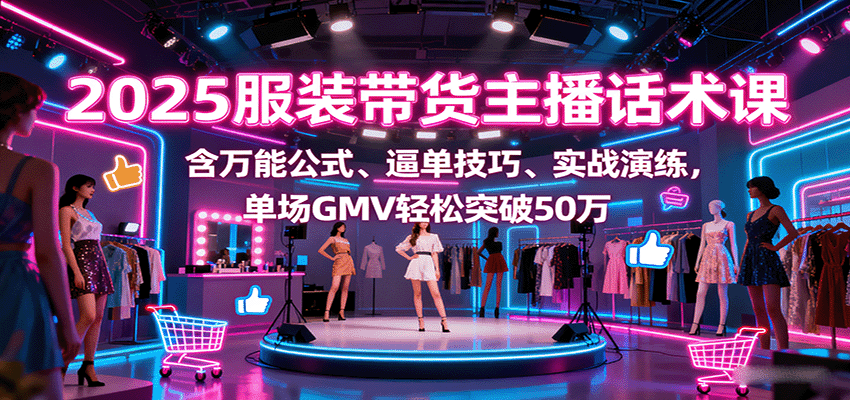 2025服装带货主播话术课，含万能公式、逼单技巧、实战演练，单场GMV轻松突破50万-怪兽网创俱乐部