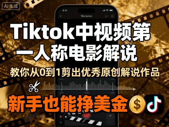 Tiktok中视频第一人称电影解说，教你从0到1剪出一个优秀的原创解说作品，新手也能挣美金-怪兽网创俱乐部