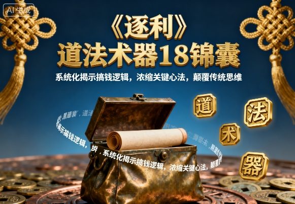 《逐利》道法术器18锦囊，系统化揭示搞钱逻辑，浓缩关键心法，颠覆传统思维-怪兽网创俱乐部