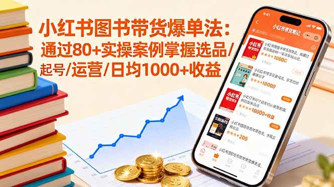 （16015期）小红书图书带货爆单法：通过80+实操案例掌握选品/起号/运营/日均1000+收益-怪兽网创俱乐部
