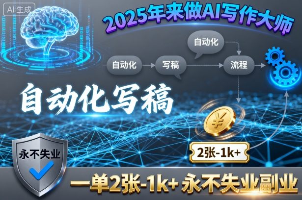 2025年来做AI写作大师，自动化写稿，一单2张-1k+，永不失业副业-怪兽网创俱乐部