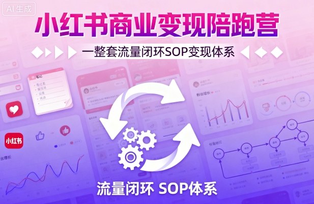 小红书商业变现陪跑营，轻IP矩阵 私域获客 聚光投流，一整套流量闭环SOP变现体系-怪兽网创俱乐部