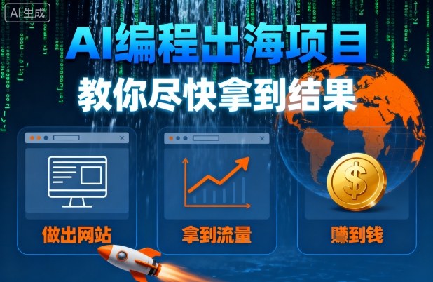 AI编程出海项目，教你尽快拿到结果-做出网站、拿到流量、賺到钱-怪兽网创俱乐部