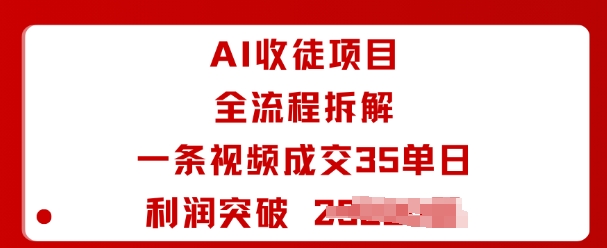 AI收徒项目全流程拆解一条视频成交35单日利润突破1k+-怪兽网创俱乐部