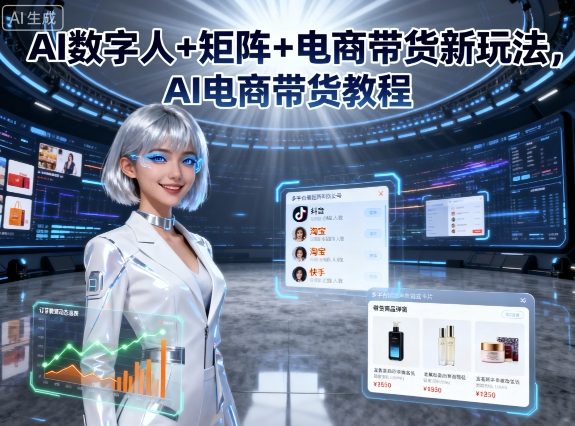 AI数字人+矩阵+电商带货新玩法，AI电商带货教程-怪兽网创俱乐部