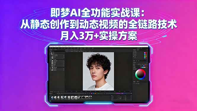 （16053期）即梦AI全功能实战课：从静态创作到动态视频的全链路技术 月入3万+实操方案-怪兽网创俱乐部